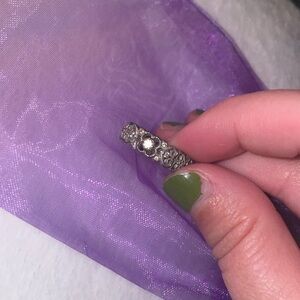 .925 Silver Floral Ring with CZ